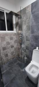 StrovolosZinas modern flat Nicosia的带淋浴和卫生间的浴室