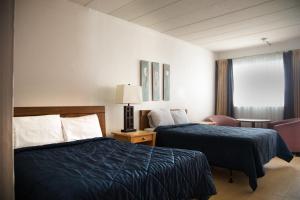 尼亚加拉瀑布罗克韦尔度假酒店的酒店客房设有两张床和窗户。