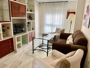 科尔多瓦Apartamento Zoco Córdoba的客厅配有两张沙发和一张桌子