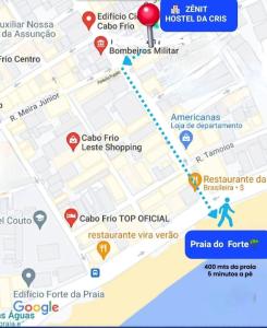 卡波布里奥Zênit Hostel da Cris的卡比里奥光纤顶级官员地图