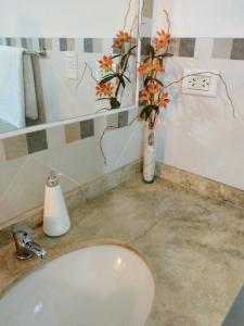 萨尔塔Lo de Chavela的浴室设有水槽和花瓶
