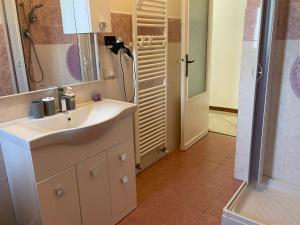 佩鲁贾Casina Gentili的一间带水槽和淋浴的浴室