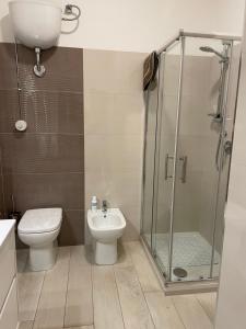 特尔尼Rosy Bed&Breakfast的带淋浴、卫生间和盥洗盆的浴室
