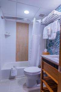 威尔伍德克拉斯特Mahalo Diamond Beach Resort的浴室配有卫生间、浴缸和水槽。