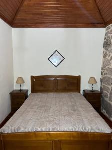 CovideCasa Padre Alexandre的一间卧室配有一张床、两个床头柜和两盏灯。