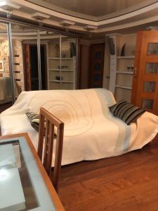 日托米尔Apartaments Teris的一间卧室配有一张大床和一张桌子