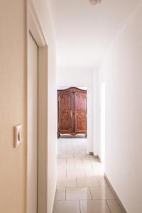 斯特拉斯堡莫扎特公寓的一间空的走廊,房间里有一个木柜