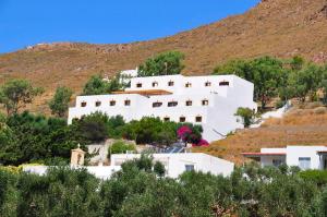 帕特莫斯Golden Sun Hotel Patmos的山顶上的白色房子