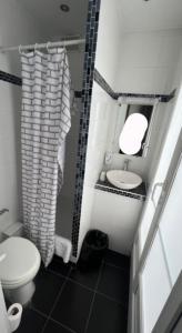 巴黎凯尔特人酒店的一间带卫生间和水槽的小浴室