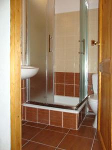 约瑟夫杜尔Chata Čert的带淋浴和水槽的浴室以及2个卫生间