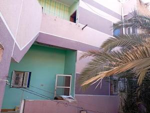 法尤姆Large and cheerful home with 2 floors的一座紫色绿色建筑,棕榈树