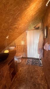 莱瓦镇Complejo turístico Magic Bungalow的浴室配有卫生间、淋浴和盥洗盆。
