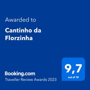 伊瓜苏Cantinho da Florzinha的手机的屏幕,手机的文本被授予cantina da flerno
