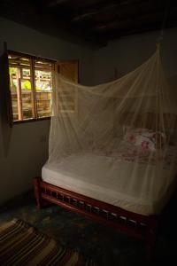 帕洛米诺Cabaña Buenos Aires的客房内的蚊帐