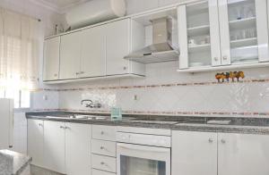 科尼尔-德拉弗龙特拉Apartamento La Fuente的白色的厨房配有白色橱柜和水槽