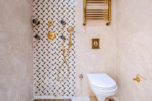 伊斯坦布尔Glamorous Authentic Studio in Üsküdar的一间带卫生间和淋浴的浴室