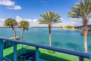 迈阿密海滩Beach Haus Bal Harbour的棕榈树阳台享有水景