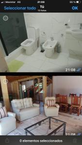 塞拉德洛斯帕德雷斯Cielo de sierra的浴室的两张照片,配有卫生间和水槽