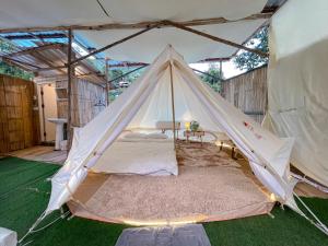 Ban Li KhaiForeste’ Camp的帐篷内有一张床