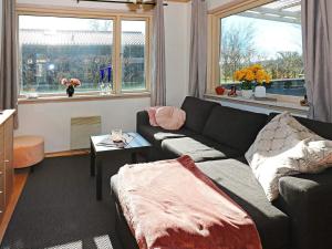 诺尔赫鲁普6 person holiday home in Hadsund的带沙发和2扇窗户的客厅