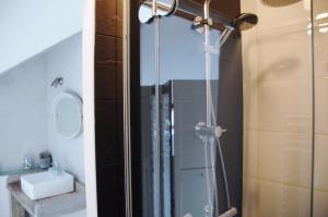 里珀舍姆L'Atelier des dépendances的带淋浴的浴室和玻璃门