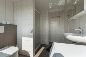 韦斯特卡佩勒B&B de Noorman的一间带卫生间和水槽的浴室