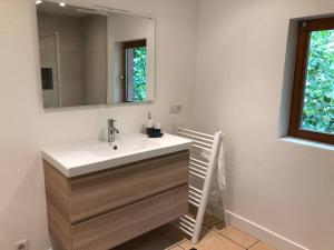 La Mouette Rose - a zen guest-house in Lauterbourg的一间带水槽和镜子的浴室