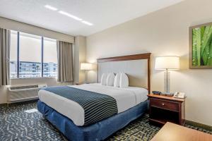 可可比奇可​​可海滩贝斯特韦斯特套房酒店的一间设有大床和窗户的酒店客房
