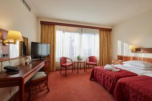 埃森佈雷登尼酒店的酒店客房设有一间带一张床和一张书桌的卧室