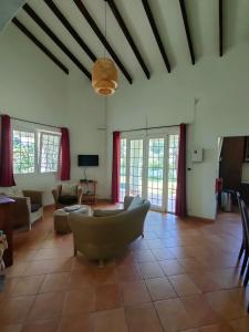 Au Cap卢云娜尤娜别墅的带沙发、椅子和窗户的客厅