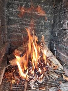 于尔居普CAVE HOUSE(KIR EVİ)的砖炉烧着火