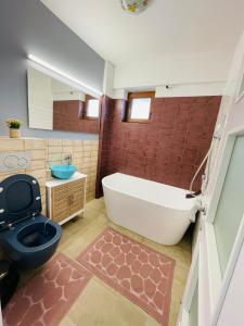 雅西Olive Apartament的带浴缸、卫生间和盥洗盆的浴室