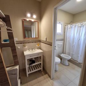 普洛缇尔Casas Noviembre的一间带水槽、卫生间和镜子的浴室
