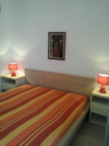 新福卡Appartamenti Le Fontanelle的一间卧室配有一张床和两个带灯的床头柜