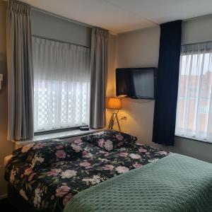 皮尔默伦德B&B LandLust Guesthouse "Stay In Style " Amsterdam Area的一间卧室设有一张床、一台电视和窗户。