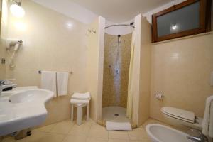 赞布隆内思科格利奥德尔塞拉利昂酒店的带淋浴、盥洗盆和卫生间的浴室