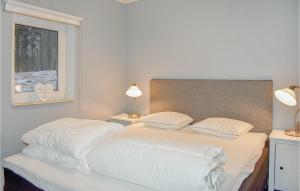 Kvidinge2 Bedroom Awesome Home In Kvidinge的一间卧室配有带两个枕头的床和窗户