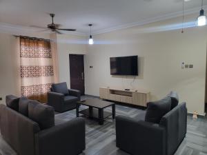 SpintexVaQ Apartments的客厅配有椅子和平面电视
