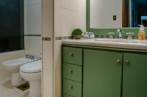 蒙得维的亚Apartamento en el centro de Pocitos的一间带水槽、卫生间和镜子的浴室