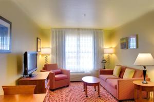 拉斯克鲁塞斯拉斯克鲁塞斯万豪广场套房酒店的带沙发和电视的客厅