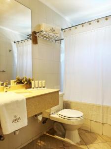 Santa María嘉埃尔温泉酒店及Spa的浴室配有卫生间、盥洗盆和淋浴。
