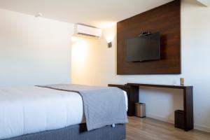圣地亚哥Hotel HW High Wellness的配有一张床和一台平面电视的酒店客房