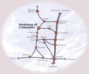 摩德纳迪-坎皮格里奥Campiglio Tre Sassi的麦多纳空中战役地图