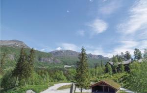 海姆瑟达尔Pet Friendly Apartment In Hemsedal With House A Mountain View的山间一条有房子和树木的道路