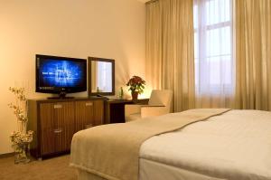 兹沃伦学术酒店的一间卧室配有一张床和一台平面电视