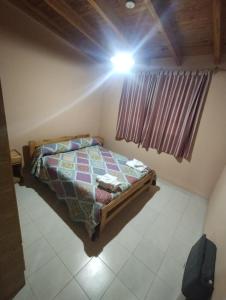 圣拉斐尔Casa Román Martínez的一间卧室配有一张天花板上灯的床