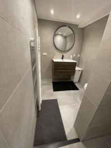 豪达Apartment City Center Gouda的一间带水槽和镜子的浴室