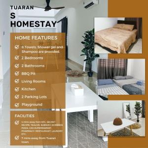 TuaranModern Cozy Home with Minimalist design的一张带一张床铺和一张桌子的房间的海报