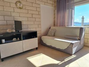 特罗吉尔Apartmani Beba的带沙发和电视的客厅