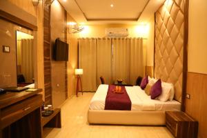 哈里瓦Perfectstayz Premium @Harkipauri Road的酒店客房,配有床和电视